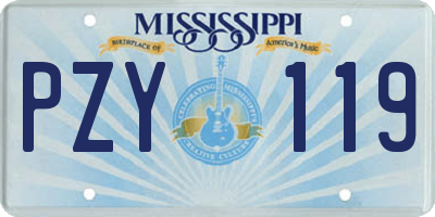 MS license plate PZY119