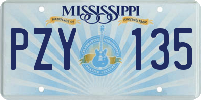 MS license plate PZY135