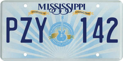 MS license plate PZY142