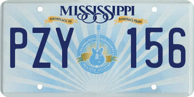 MS license plate PZY156