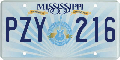 MS license plate PZY216