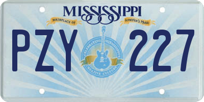 MS license plate PZY227