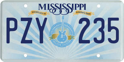 MS license plate PZY235