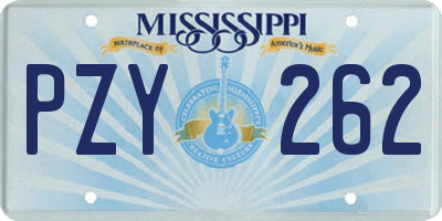 MS license plate PZY262