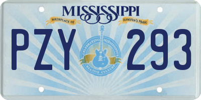 MS license plate PZY293