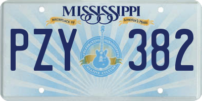 MS license plate PZY382