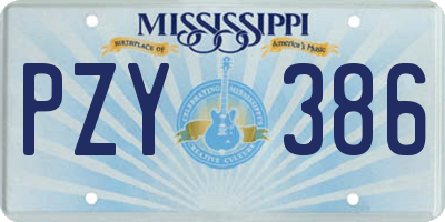 MS license plate PZY386
