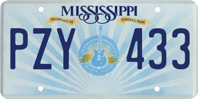 MS license plate PZY433