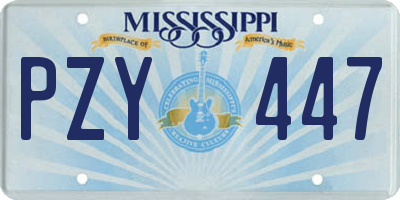 MS license plate PZY447
