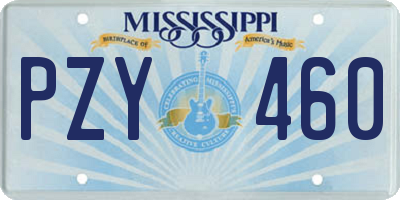 MS license plate PZY460