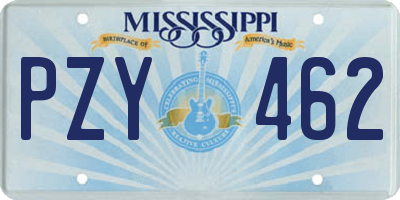 MS license plate PZY462