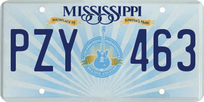 MS license plate PZY463