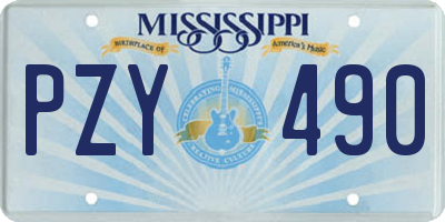 MS license plate PZY490
