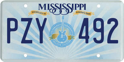 MS license plate PZY492