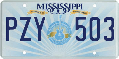 MS license plate PZY503