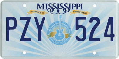 MS license plate PZY524
