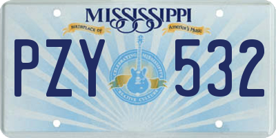 MS license plate PZY532