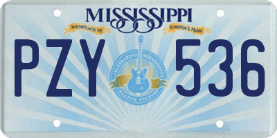 MS license plate PZY536
