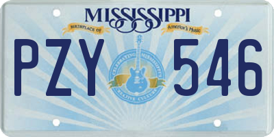 MS license plate PZY546