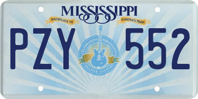 MS license plate PZY552