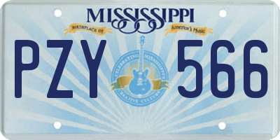MS license plate PZY566