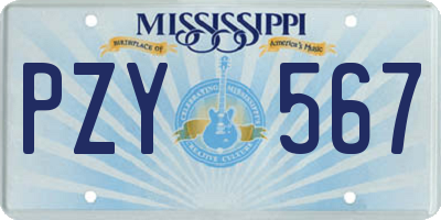 MS license plate PZY567