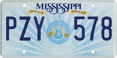 MS license plate PZY578