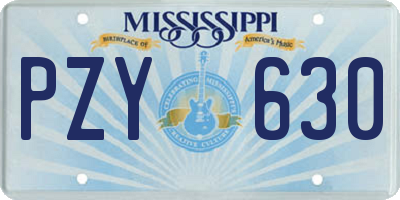 MS license plate PZY630