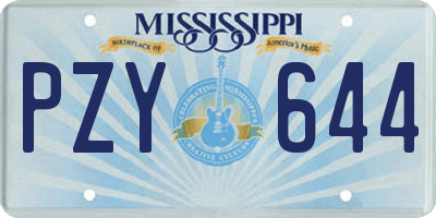 MS license plate PZY644