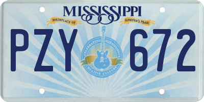 MS license plate PZY672