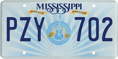 MS license plate PZY702