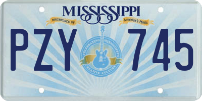 MS license plate PZY745
