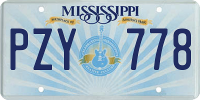 MS license plate PZY778