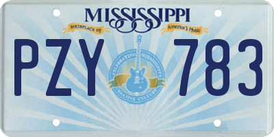 MS license plate PZY783