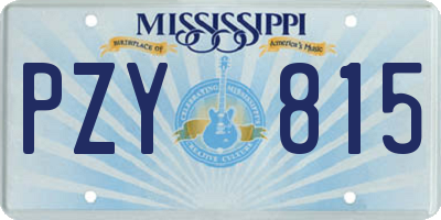 MS license plate PZY815