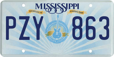 MS license plate PZY863