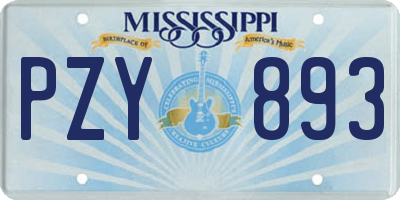 MS license plate PZY893