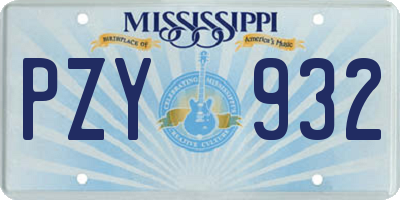 MS license plate PZY932