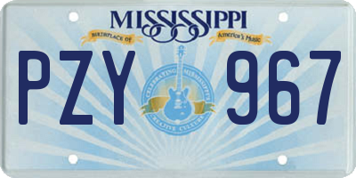 MS license plate PZY967