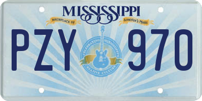 MS license plate PZY970