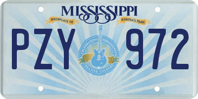 MS license plate PZY972