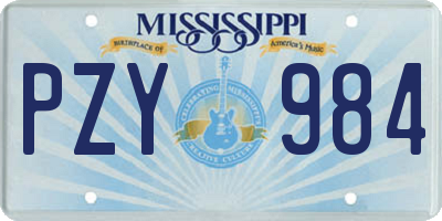 MS license plate PZY984