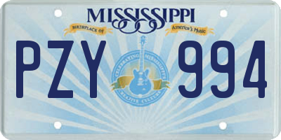 MS license plate PZY994