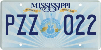 MS license plate PZZ022