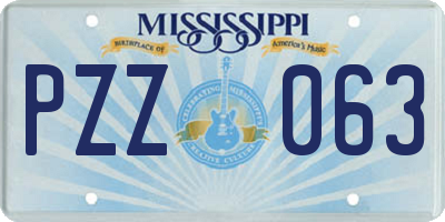MS license plate PZZ063