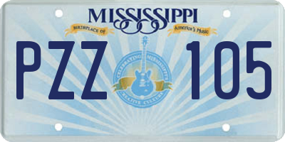 MS license plate PZZ105