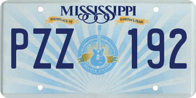 MS license plate PZZ192