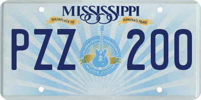 MS license plate PZZ200