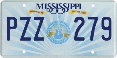 MS license plate PZZ279