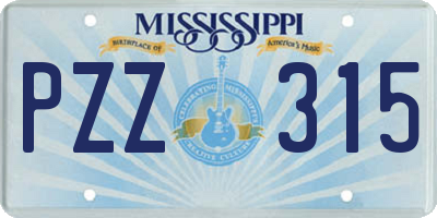 MS license plate PZZ315